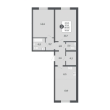 3-комнатная, 83.8 м², жилая: 83.8 м², кухня: 8.3 м²