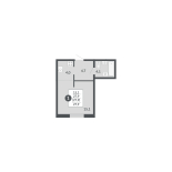 1-комнатная, 27.9 м², жилая: 27.9 м², кухня: 4 м²