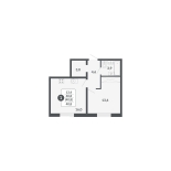 1-комнатная, 40.8 м², жилая: 40.8 м², кухня: 16 м²