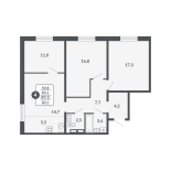 4-комнатная, 83.1 м², жилая: 83.1 м², кухня: 5.5 м²