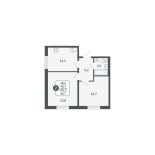 2-комнатная, 48.7 м², жилая: 48.7 м², кухня: 11.1 м²