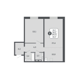 2-комнатная, 66.3 м², жилая: 66.3 м², кухня: 10 м²