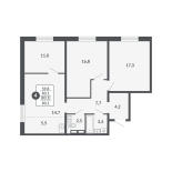 4-комнатная, 83.1 м², жилая: 83.1 м², кухня: 5.5 м²