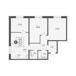 4-комнатная, 83.5 м², жилая: 83.5 м², кухня: 5.5 м²